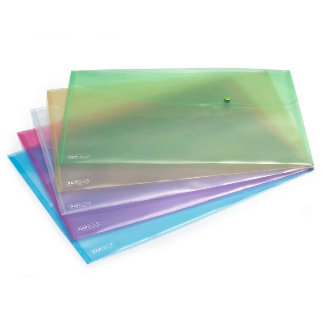 Pastel Transparent Popper Wallet A3 - Assorted - Pack of 5 - Rapesco ...