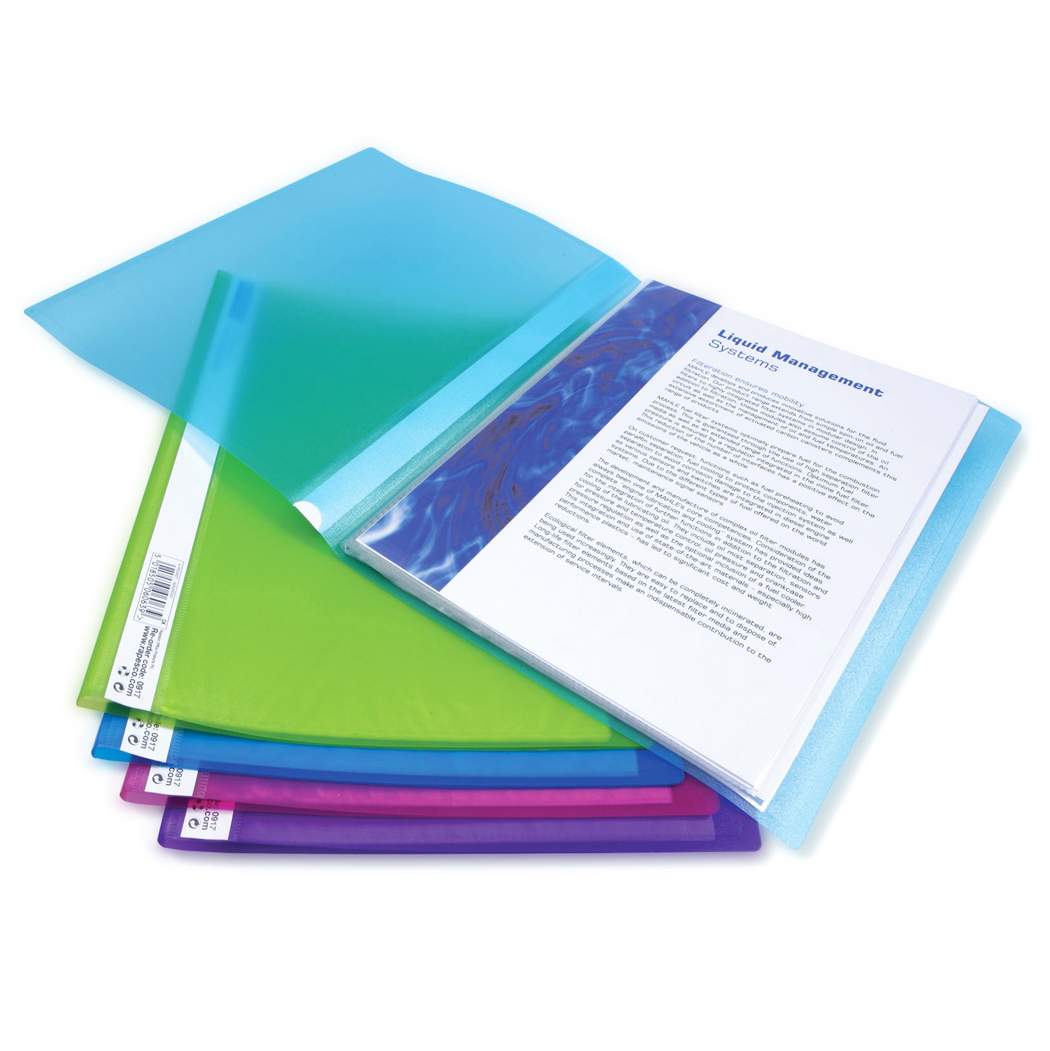 20 Pocket A4 Flexi Display Book - Bright Transparent Assorted - Pack of 10