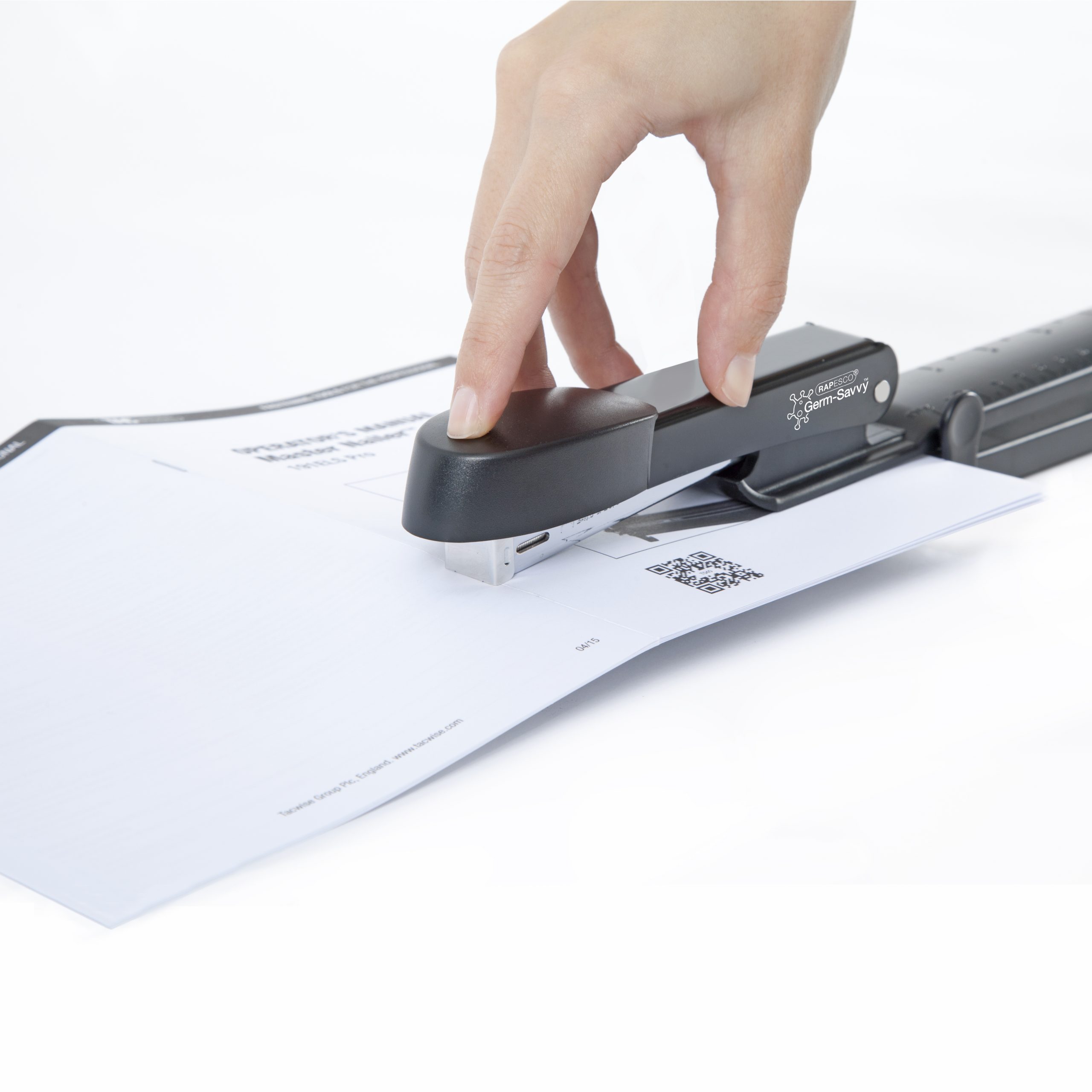 Germ-Savvy® Antibacterial Marlin Long Arm Metal Stapler - Black - Image 5