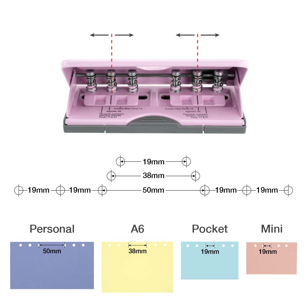 Adjustable 6-Hole Organiser/ Diary Punch - Candy Pink - Image 6