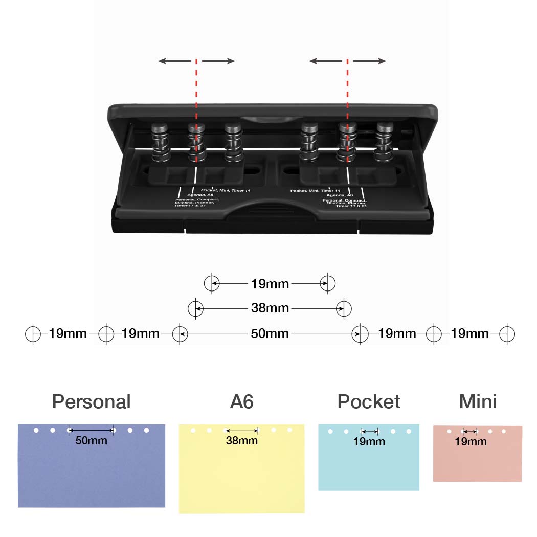 Adjustable 6-Hole Organiser/ Diary Punch - Black - Image 2