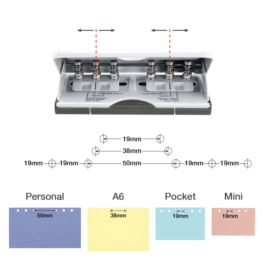 Adjustable 6-Hole Organiser/ Diary Punch - Silver - Image 6
