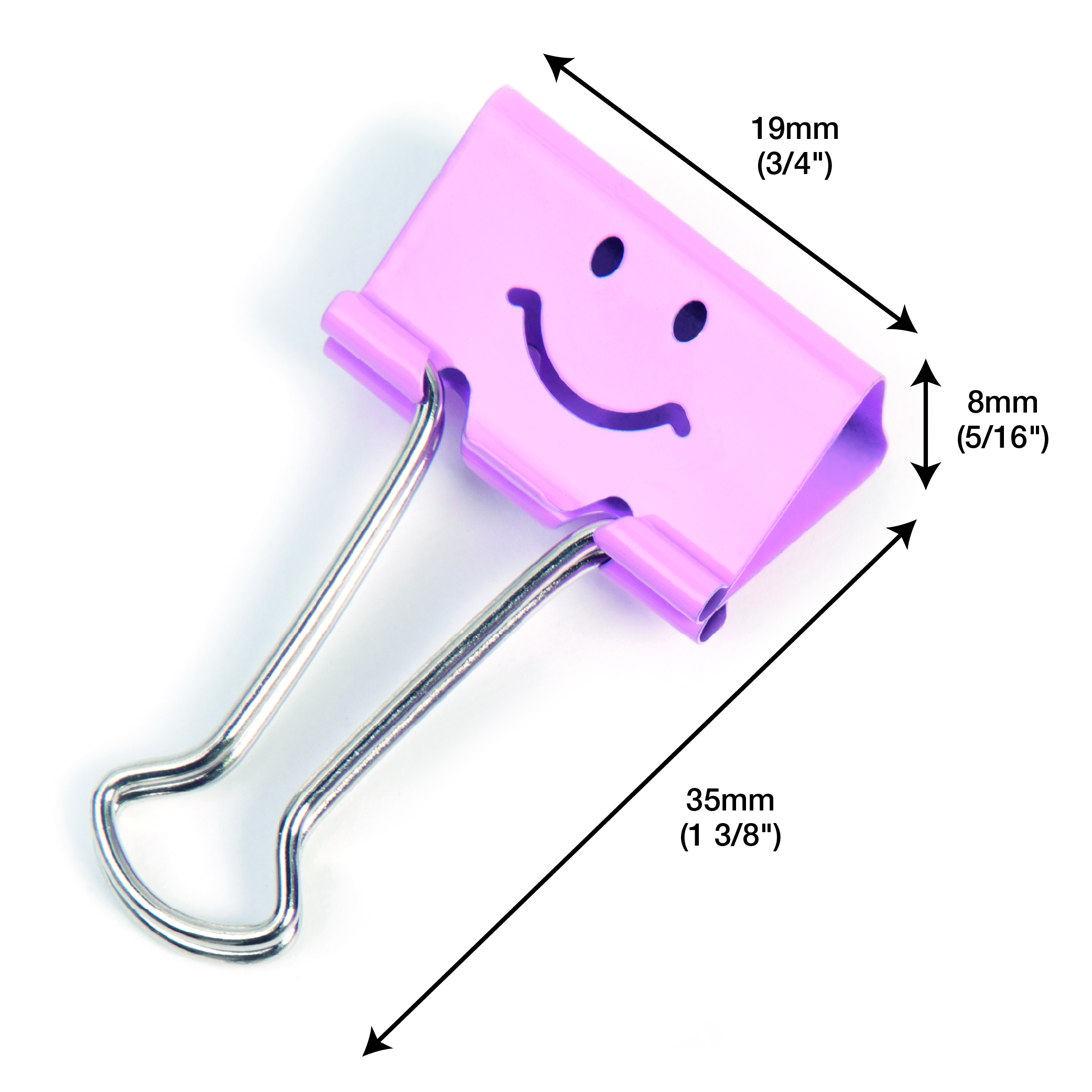 19mm Assorted Faces Foldback Clips - Candy Pink - Pack of 20 - Image 2