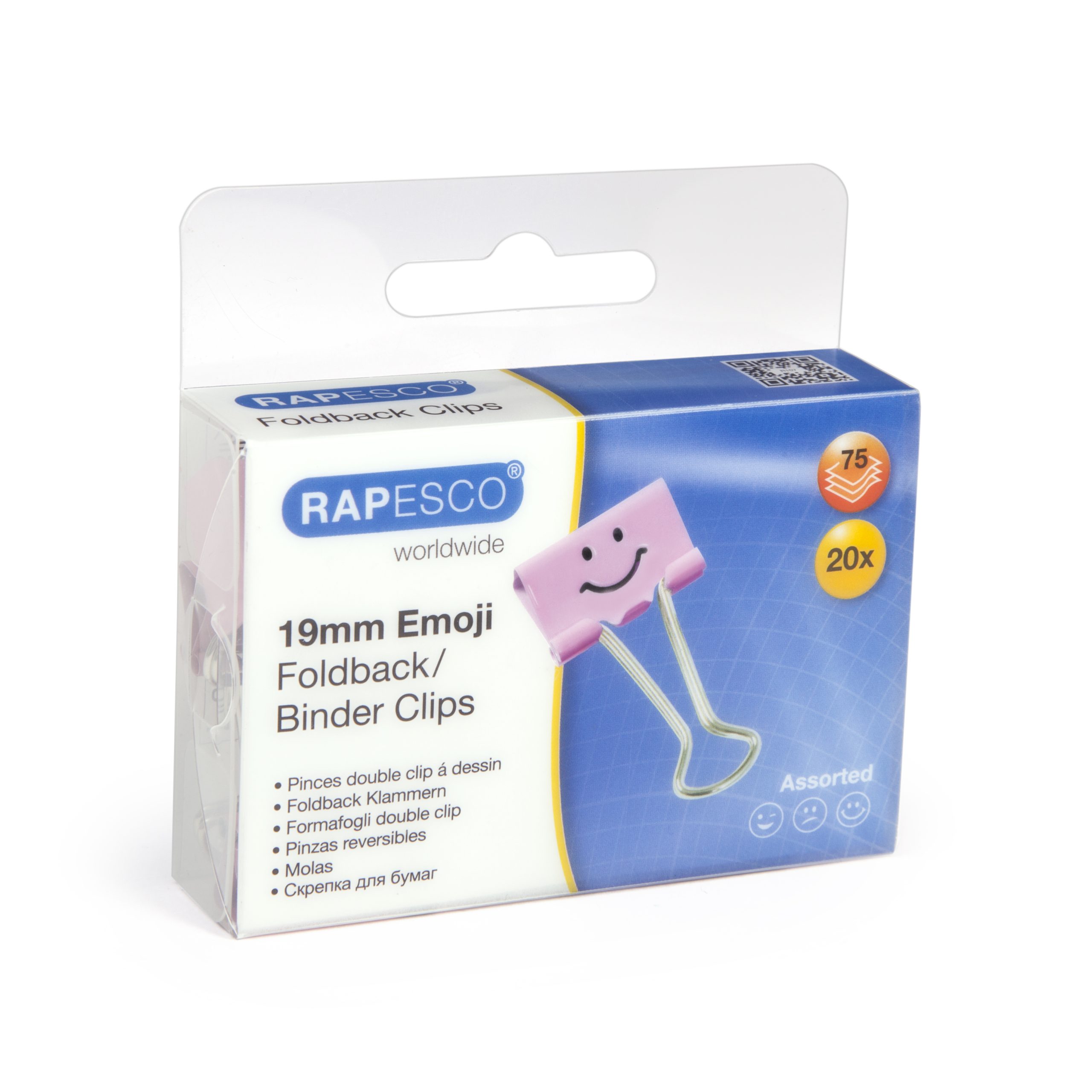 19mm Assorted Faces Foldback Clips - Candy Pink - Pack of 20 - Image 3
