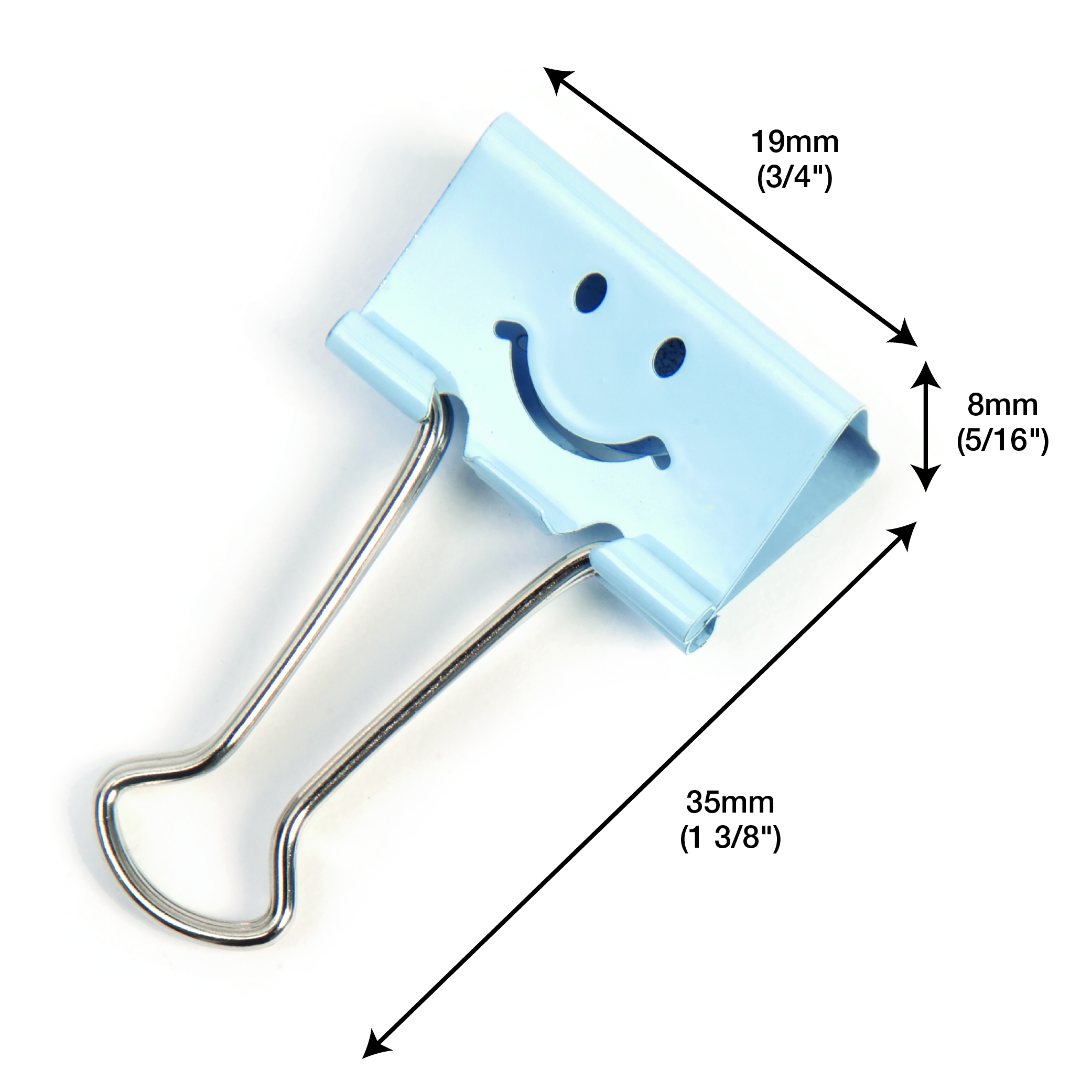19mm Assorted Faces Foldback Clips - Powder Blue - Pack of 20 - Image 4