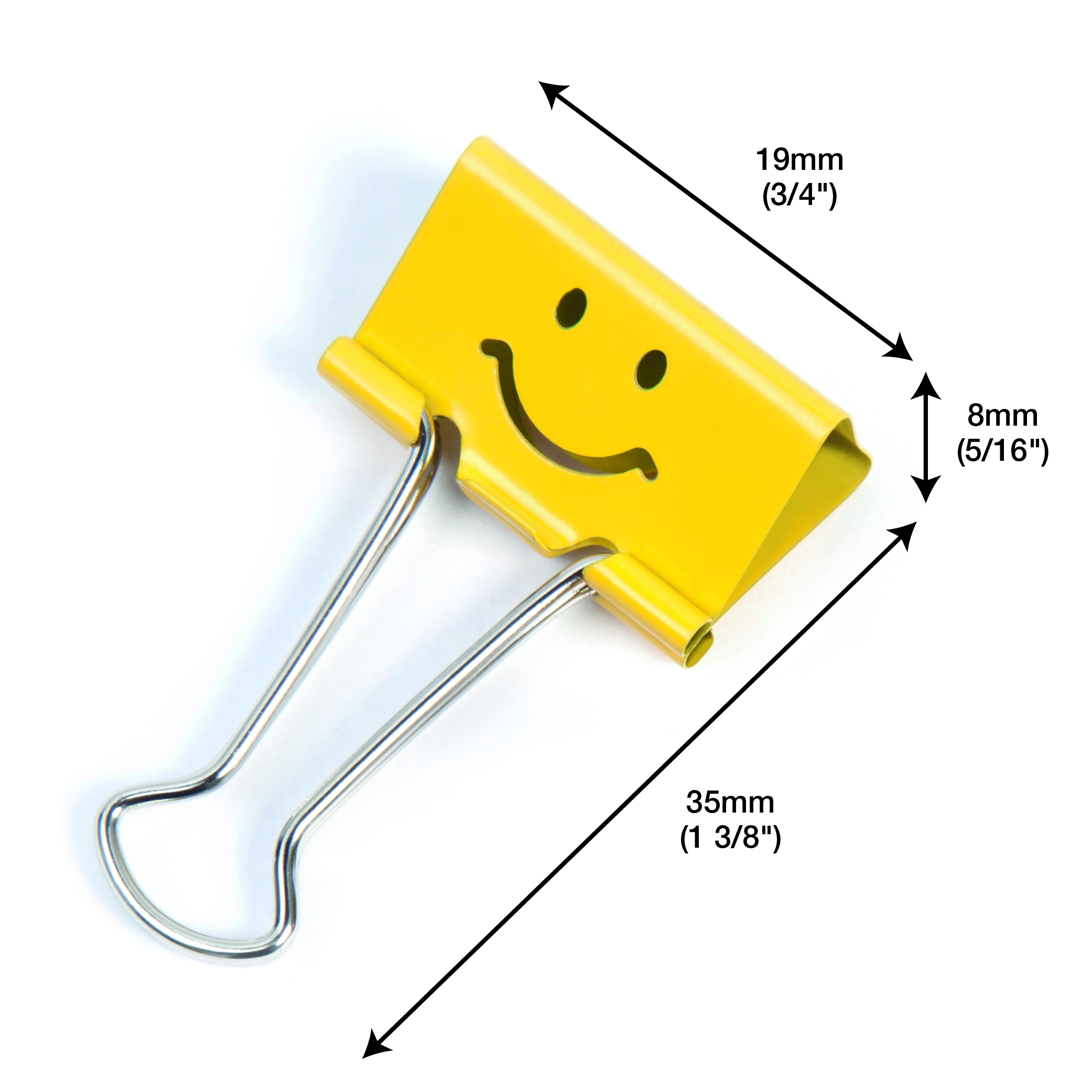 19mm Assorted Faces Foldback Clips - Yellow - Pack of 20 - Image 4