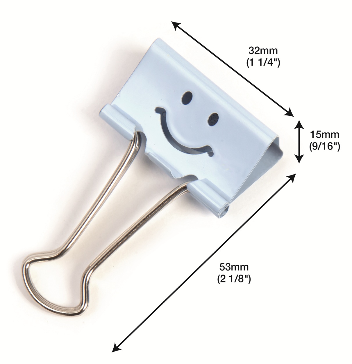 32mm Assorted Faces Foldback Clips - Powder Blue - Pack of 20 - Image 4