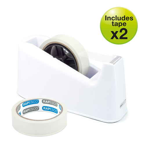 500 Heavy Duty Tape Dispenser & 2 Tape Rolls - White
