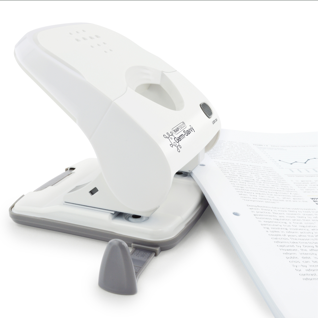 Germ-Savvy® Antibacterial X5-40ps ECO Less Effort 2-Hole Punch - Soft White - Image 2