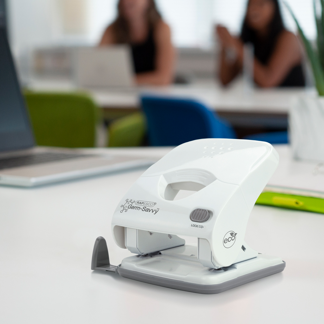 Germ-Savvy® Antibacterial X5-40ps ECO Less Effort 2-Hole Punch - Soft White - Image 3