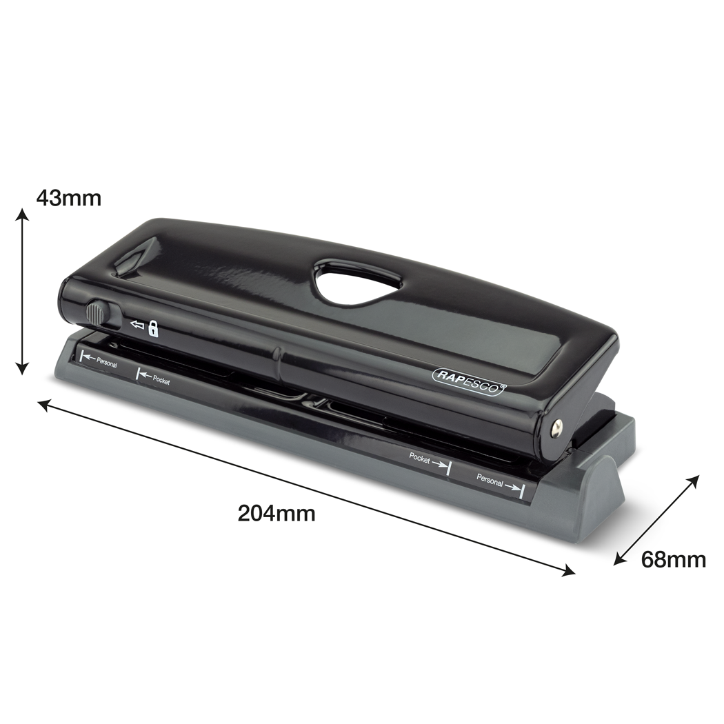 Rapesco Adjustable 6-Hole Punch for Planners and 6-Ring Binders - Black, 1  (1342)