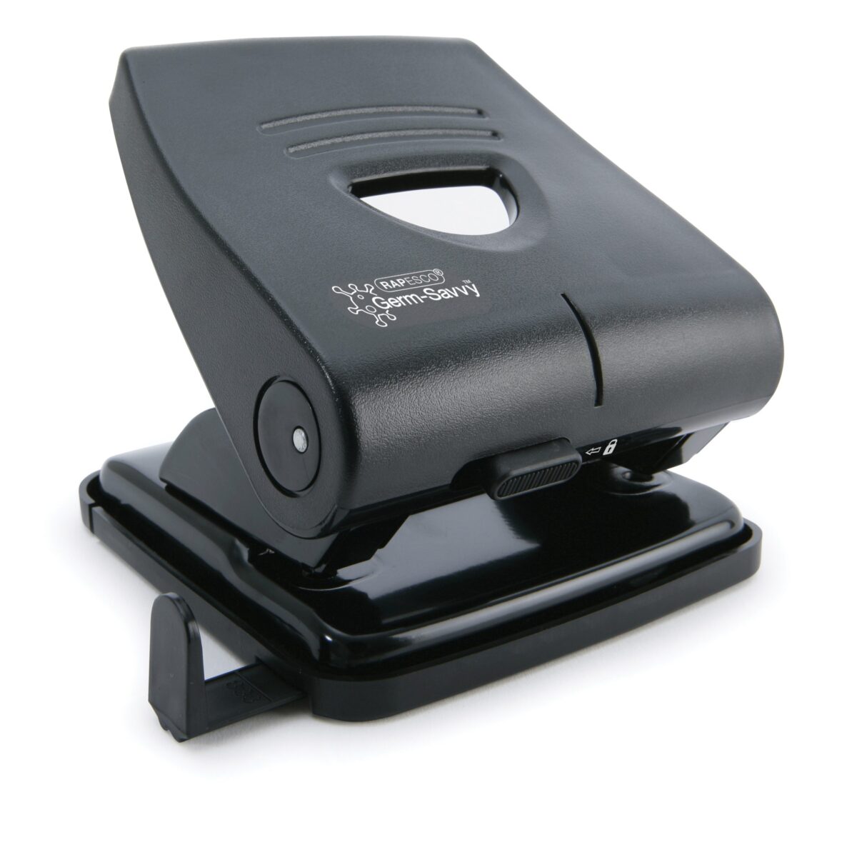 Germ-Savvy® Antibacterial 827-P 2-Hole Punch - Black - Rapesco 