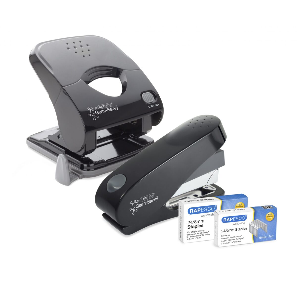 ECO X5-30ps Less Effort 2-Hole Punch - Black - Rapesco Worldwide