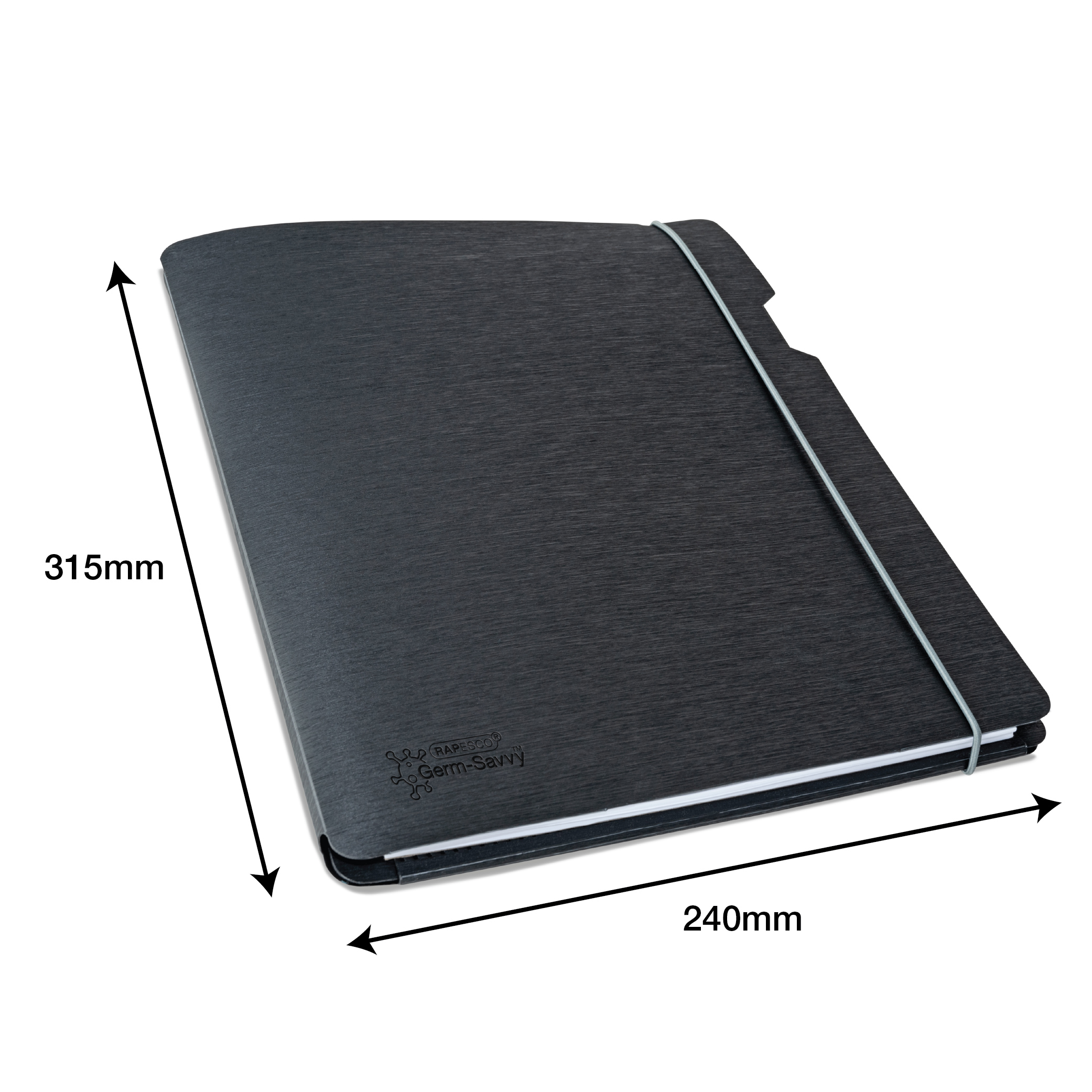 Germ-Savvy® Antibacterial A4 Conference Portfolio Folder and 3 Refill Pads FSC Certified - Black - Image 5