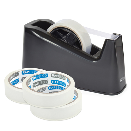 Germ-Savvy® Antibacterial 500 Heavy Duty Tape Dispenser with 4 Rolls of Tape - Black