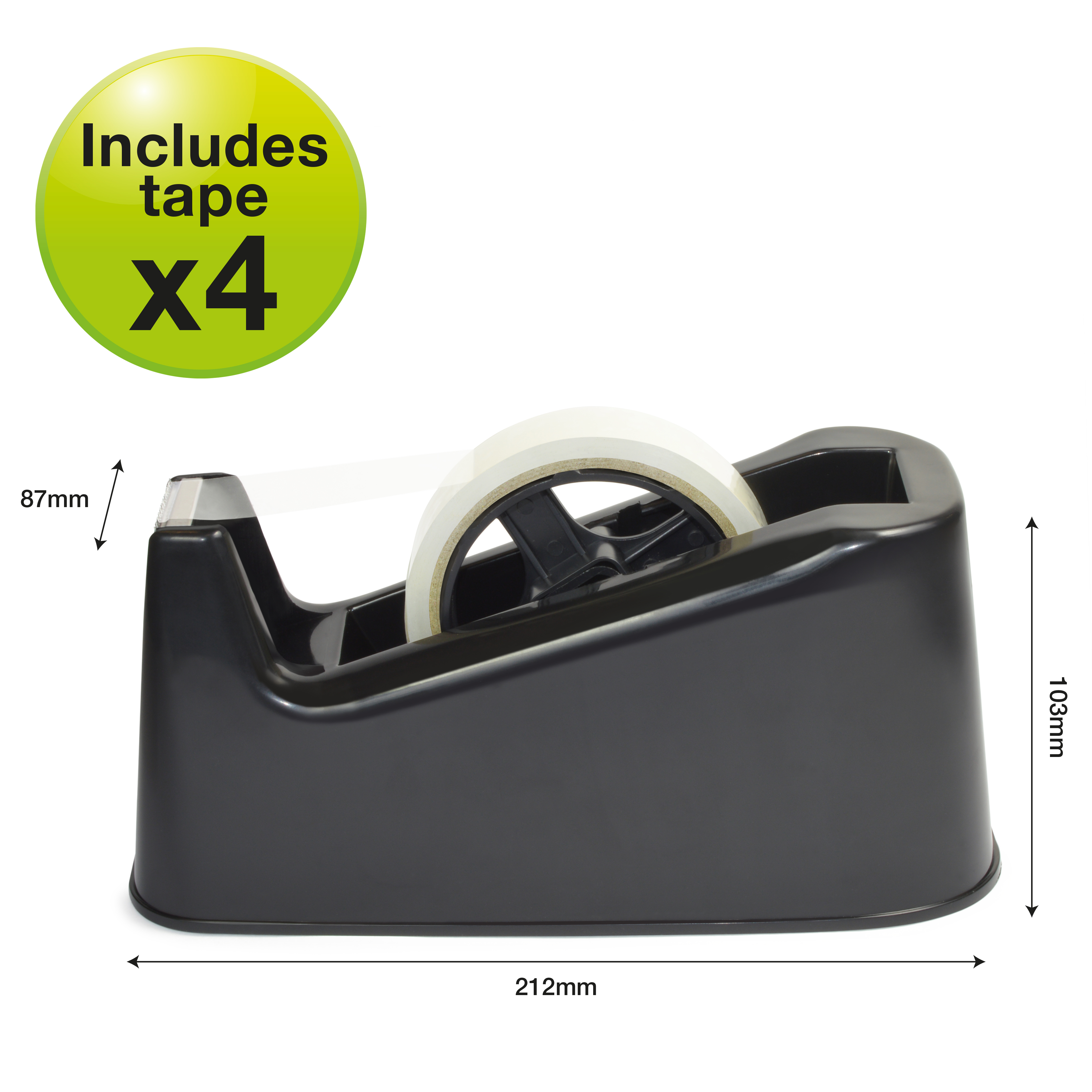 Germ-Savvy® Antibacterial 500 Heavy Duty Tape Dispenser with 4 Rolls of Tape - Black - Image 3