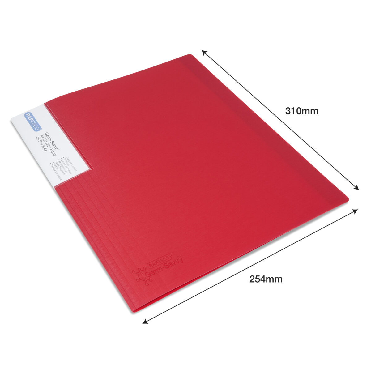 Germ-Savvy® Antibacterial A4 Flexible Slim Display Book 40 Pockets - Red -  Pack of 2 - Rapesco Worldwide