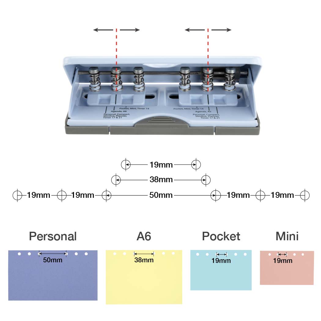 Adjustable 6-Hole Organiser/ Diary Punch - Powder Blue - Image 2