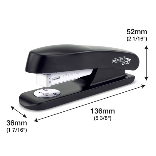 Business Pack: 4 ECO GRS Recycled Half Strip Staplers and 4 Boxes of 1000 26/6mm Staples - Black - Image 7