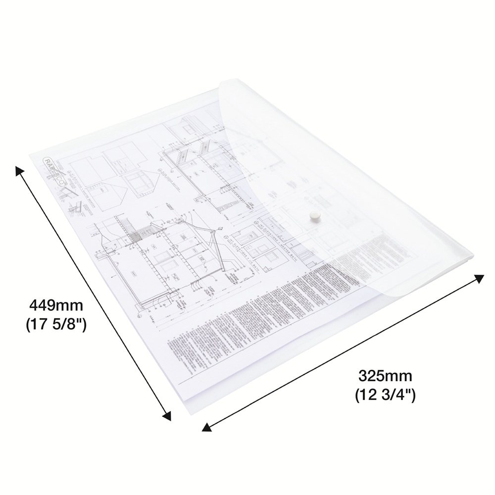 ECO GRS Recycled A3 Popper Wallet - Clear - Pack of 10 - Image 4