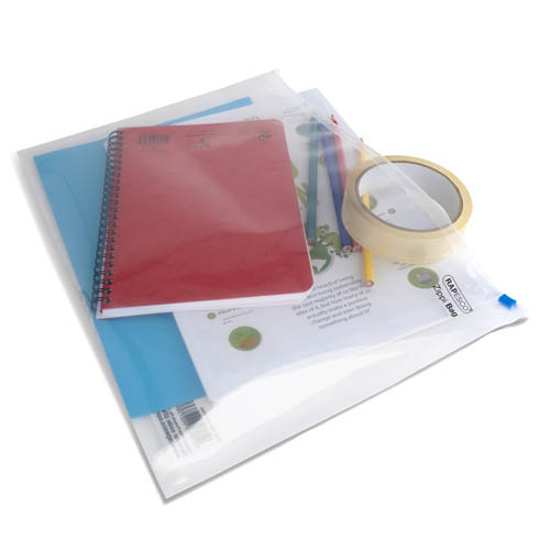 Zippi Bag with Plastic Zip A4+ - Assorted Transparent - Pack of 5 - Image 4