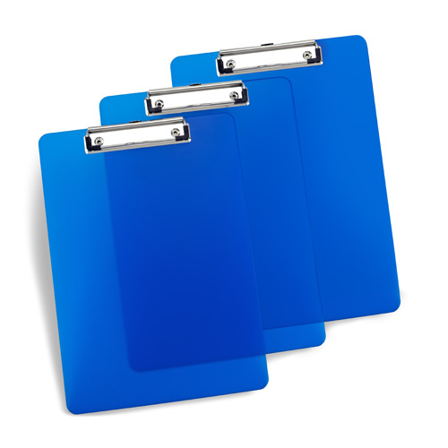Business Pack: Pack of 3 Frosted Transparent Clipboard A4 - Blue
