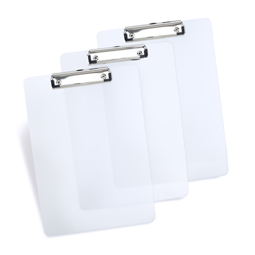 Business Pack: Pack of 3 Frosted Transparent Clipboard A4 - Clear