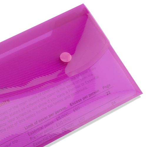ECO Recycled DL Popper Wallet - Assorted Bright Transparent - Pack of 10 - Image 5