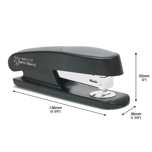 Germ-Savvy® Antibacterial ECO Sting Ray Half Strip Stapler and 1000 24/6mm Staples - Black - Image 5