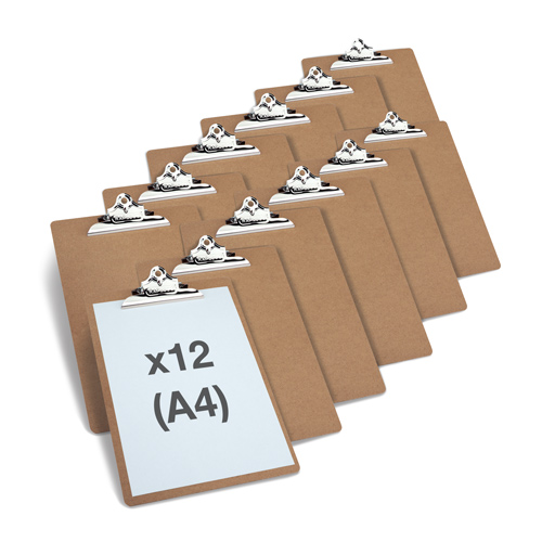 Hardboard Clipboard A4+/Foolscap - Brown - Pack of 12