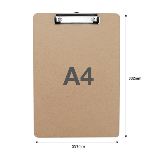 Hardboard Clipboard with Low Profile Clip A4 - Brown - Pack of 12 - Image 2