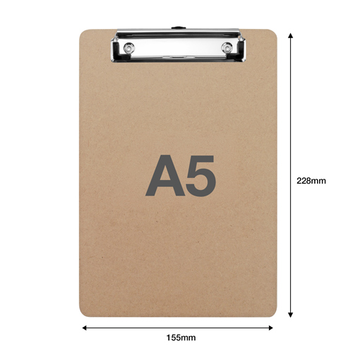 Hardboard Clipboard with Low Profile Clip A5 - Brown - Pack of 12 - Image 2