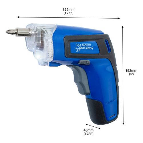 Germ-Savvy® Antibacterial Cordless Screwdriver 3.6V - Blue - Image 2