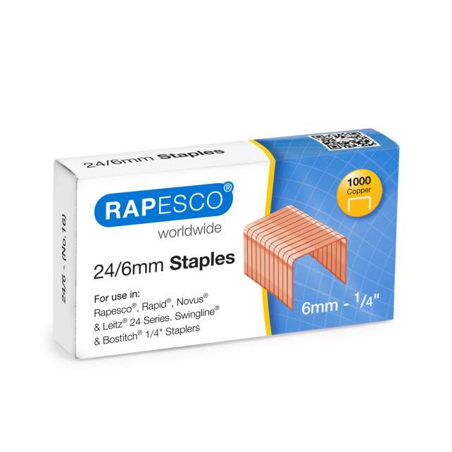 24/6mm Copper Staples (box of 1,000)