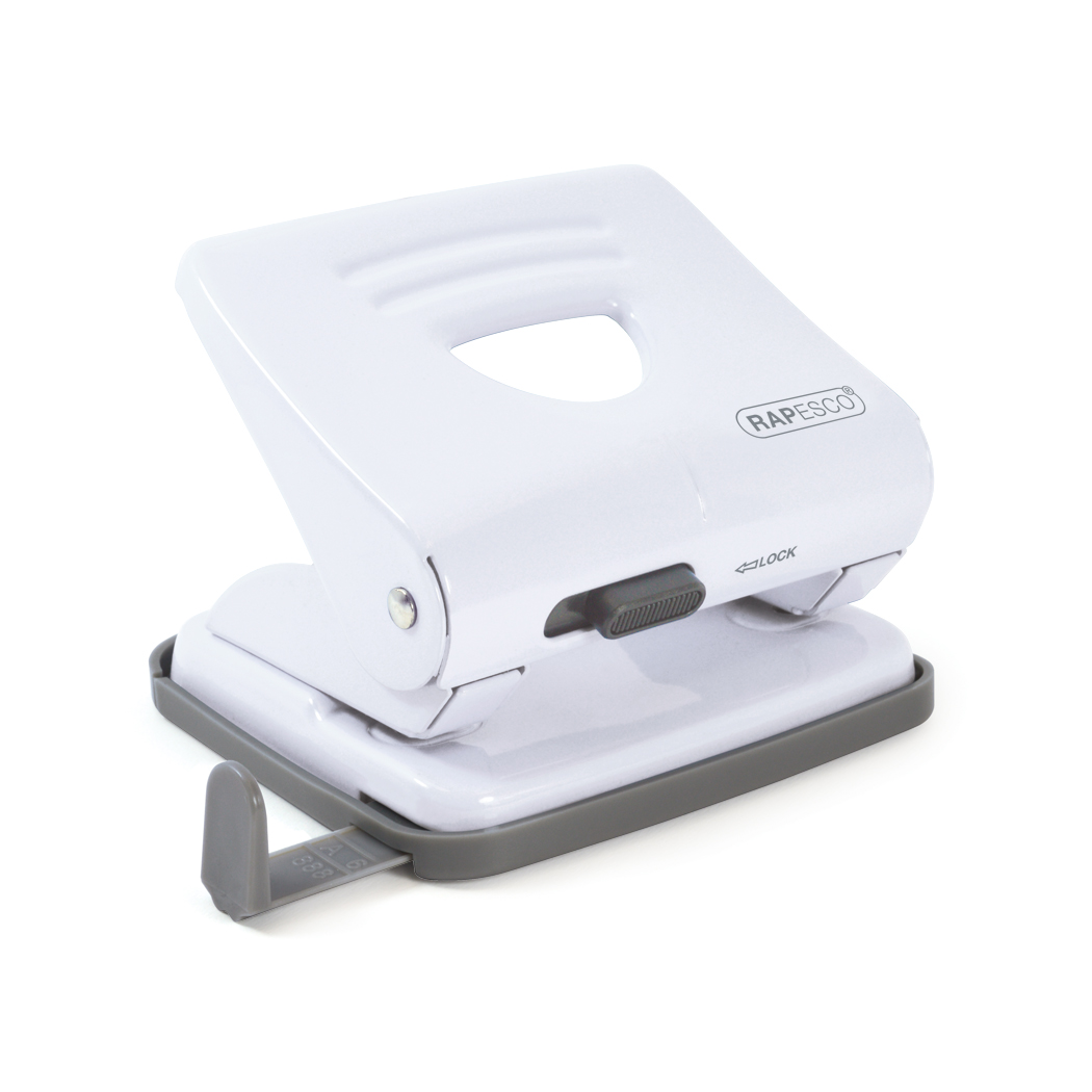 Rapesco Less Effort Stapler X5-25ps White and 825 2-Hole Metal Punch White with Staple Remover and 24/6 Staples Box of 5000
