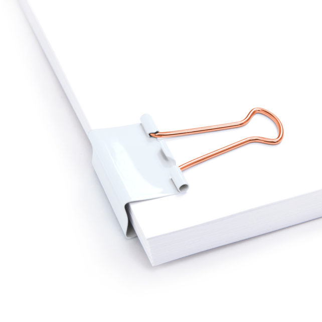 19mm White Foldback / Binder Clips with Rose Gold Handles (Pack of 80 ...